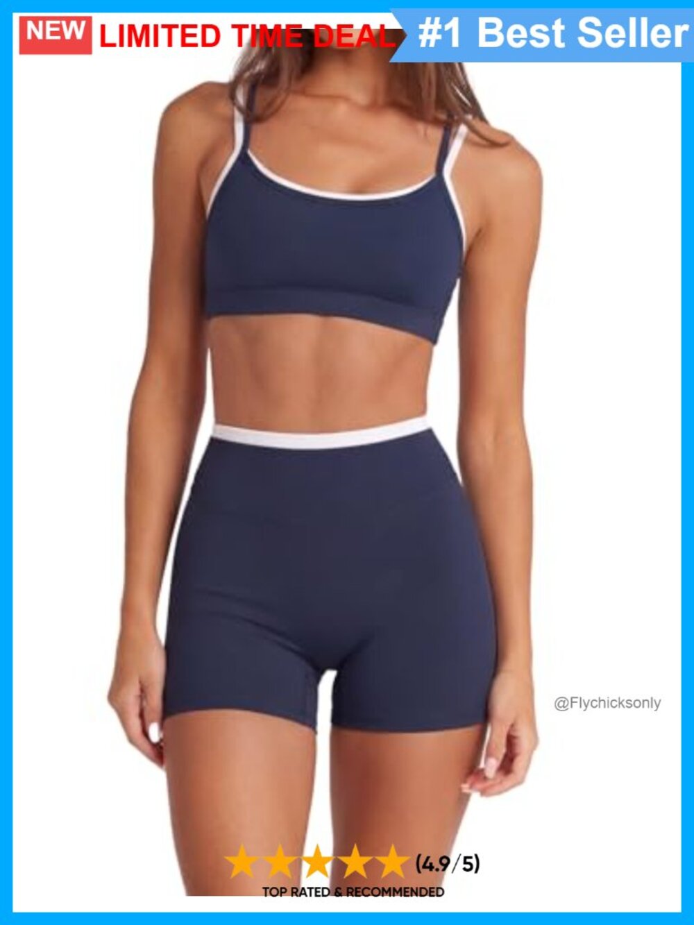 SUUKSESS 2 Piece Workout Set Layered Sports Bra & Biker Shorts